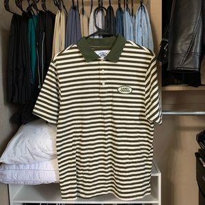 Pacsun Land Rover Polo Shirt Green Cream Stripe, Men’s Small